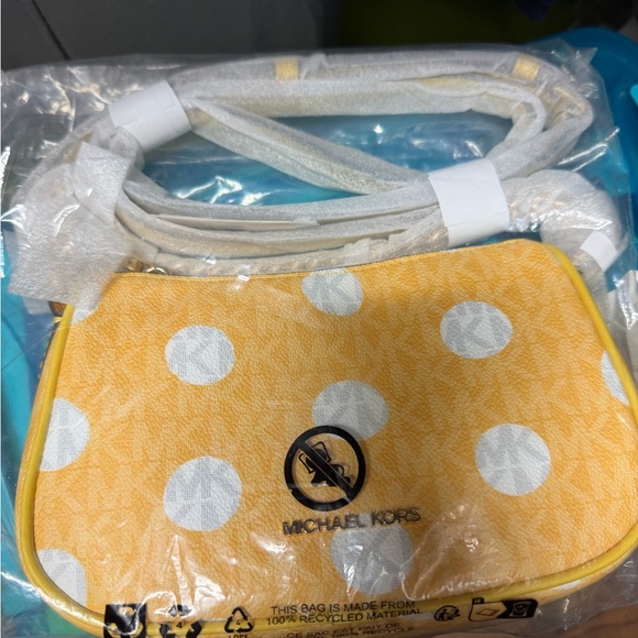 Michael Kors Yellow and White Polka Dot Crossbody Bag - Picture 9 of 9